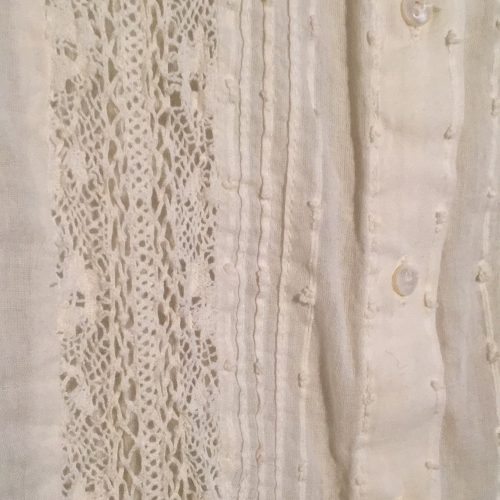 Zara Ecru Mesh Button Down Tunic - image 2